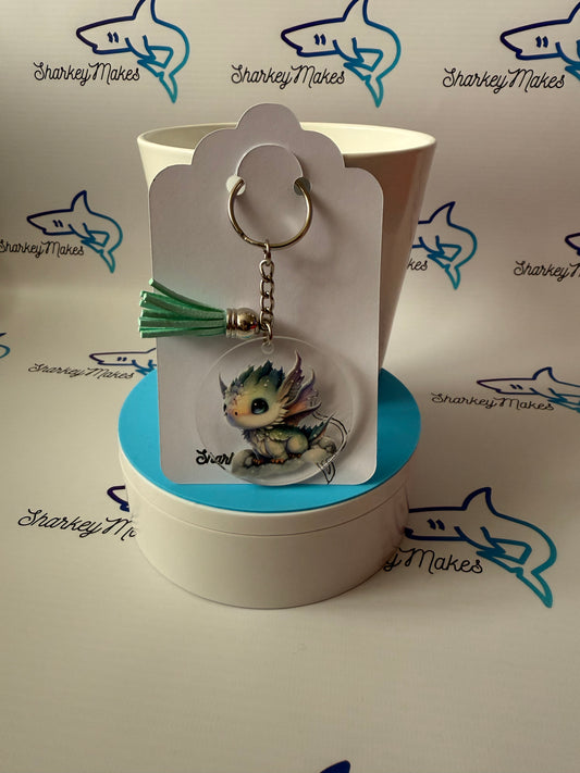 Cute Green Dragon Fantasy Keyring
